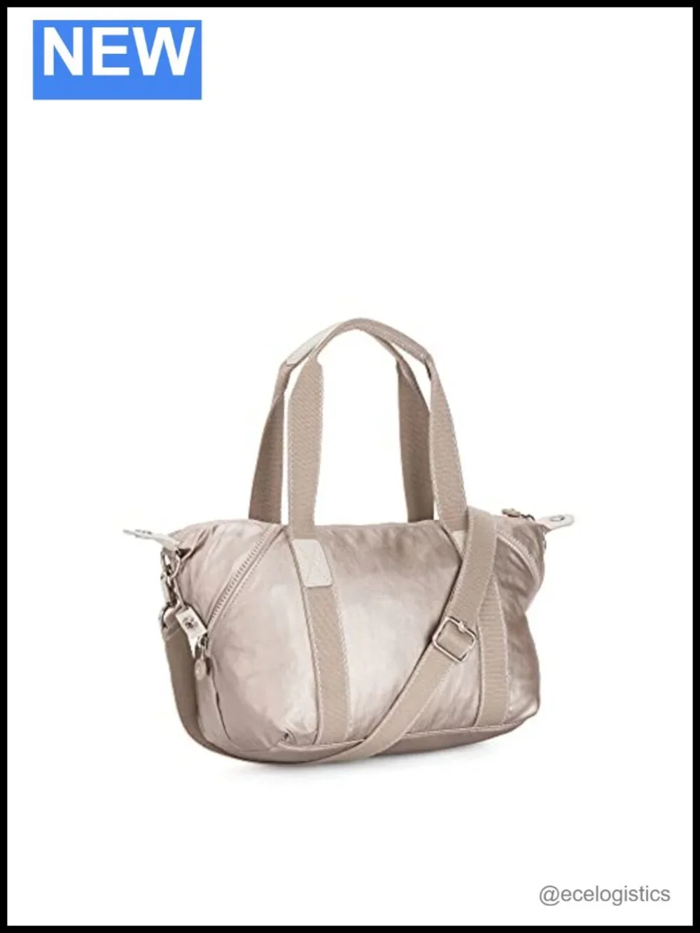 Kipling Art Mini Metallic Shoulder Bag - Nylon Crossbody Tote with Zipper, 16L